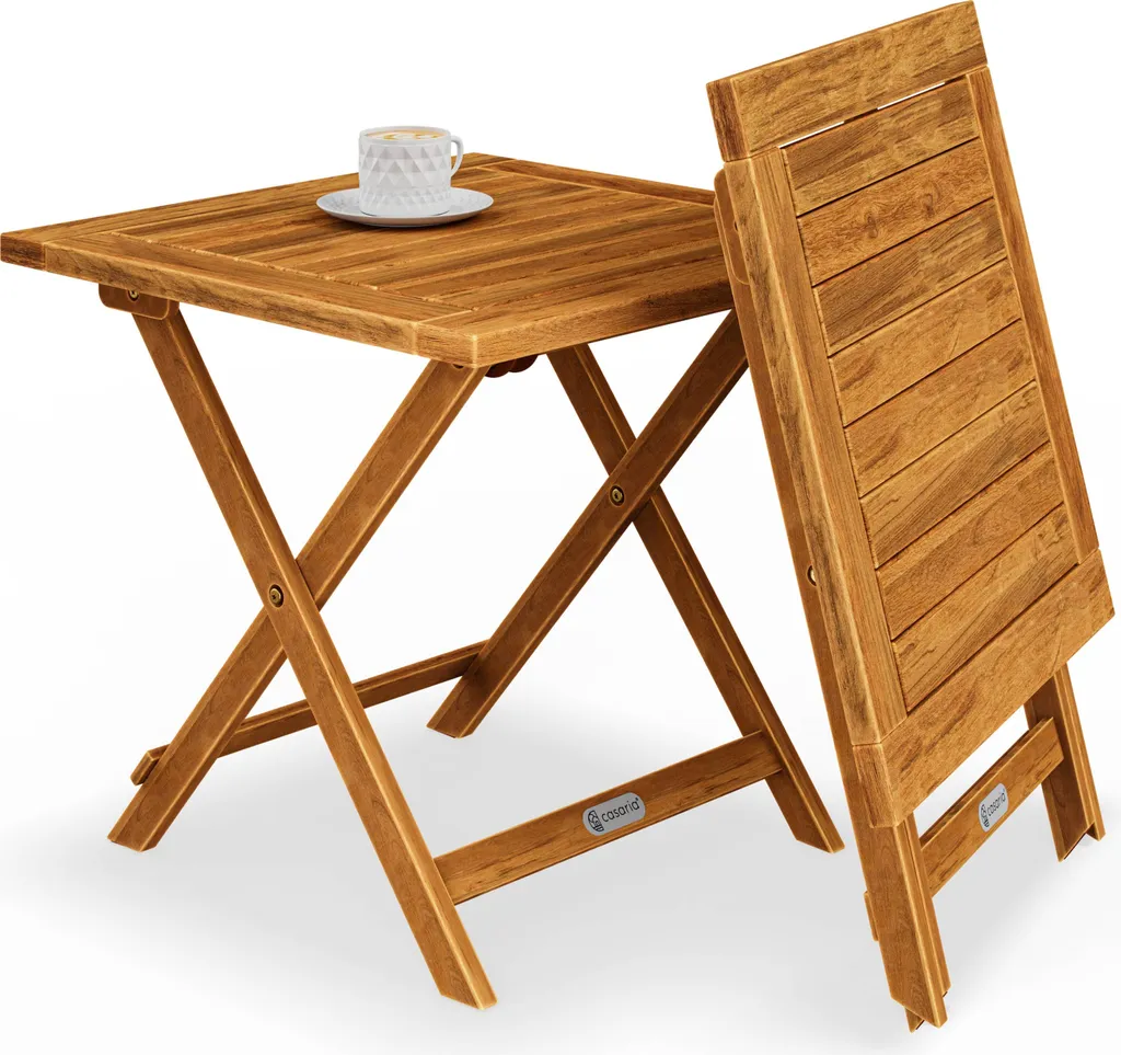 CASARIA® Tavolino Pieghevole 46x46x46cm in Legno Acacia Tavolo da Esterno Richiudibile Tavoli da Campeggio Tavolino da Balcone Giardino Salvaspazio