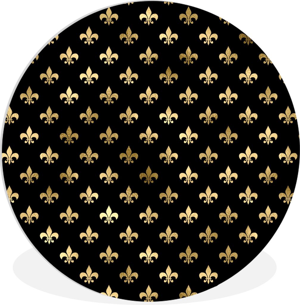 MuchoWow Rundes Wandbild - Runde Bilder Muster - Krone - Gold Ø 90 cm Kreis Wanddekoration Kunststoff - Wandkreis - Wandschmuck - Wand-Kreis - W...