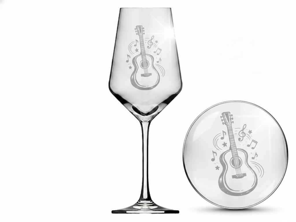 Valhalla Weinglas Gravur Gitarre 1 Stück 350ml Produktbild 
