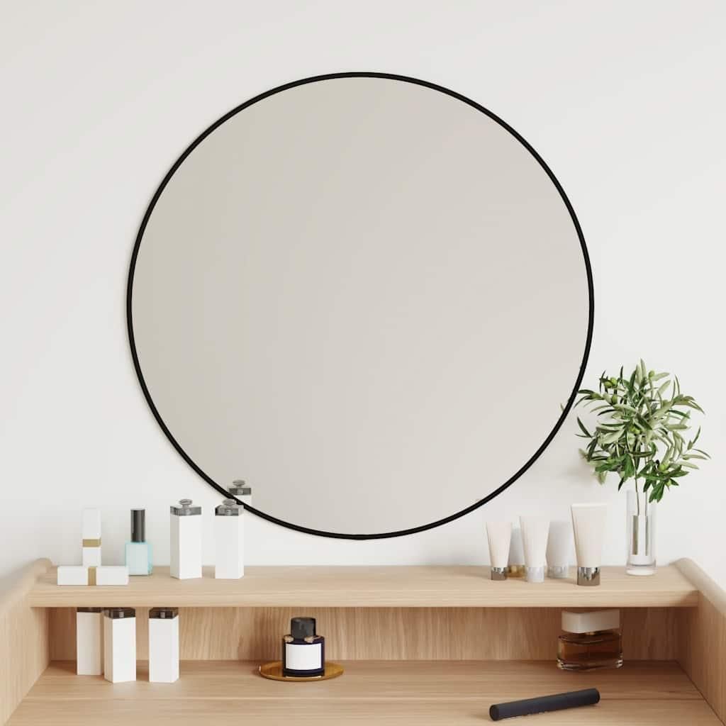 vidaXL Specchio da parete nero Ø 60 cm rotondo Immagine del prodotto 