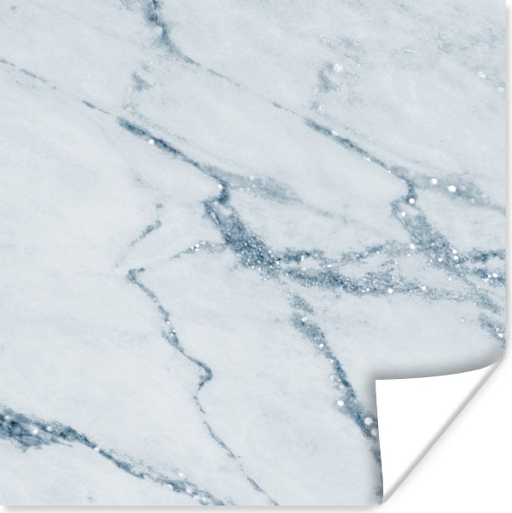 MuchoWow Poster Marmor - Blau - Kalkstein 75x75 cm - Wand Dekoration