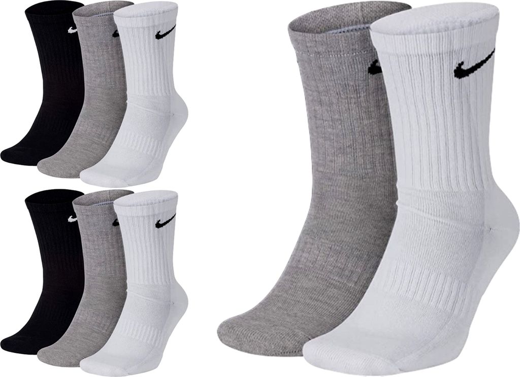 8 Paar Nike Herren Damen Socken - Farbe: weiß grau schwarz - Größe: 46-50