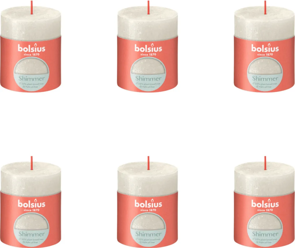 Bougie Décorative Rustique Ivoire pour Table - Lot de 6 Bolsius 80/68