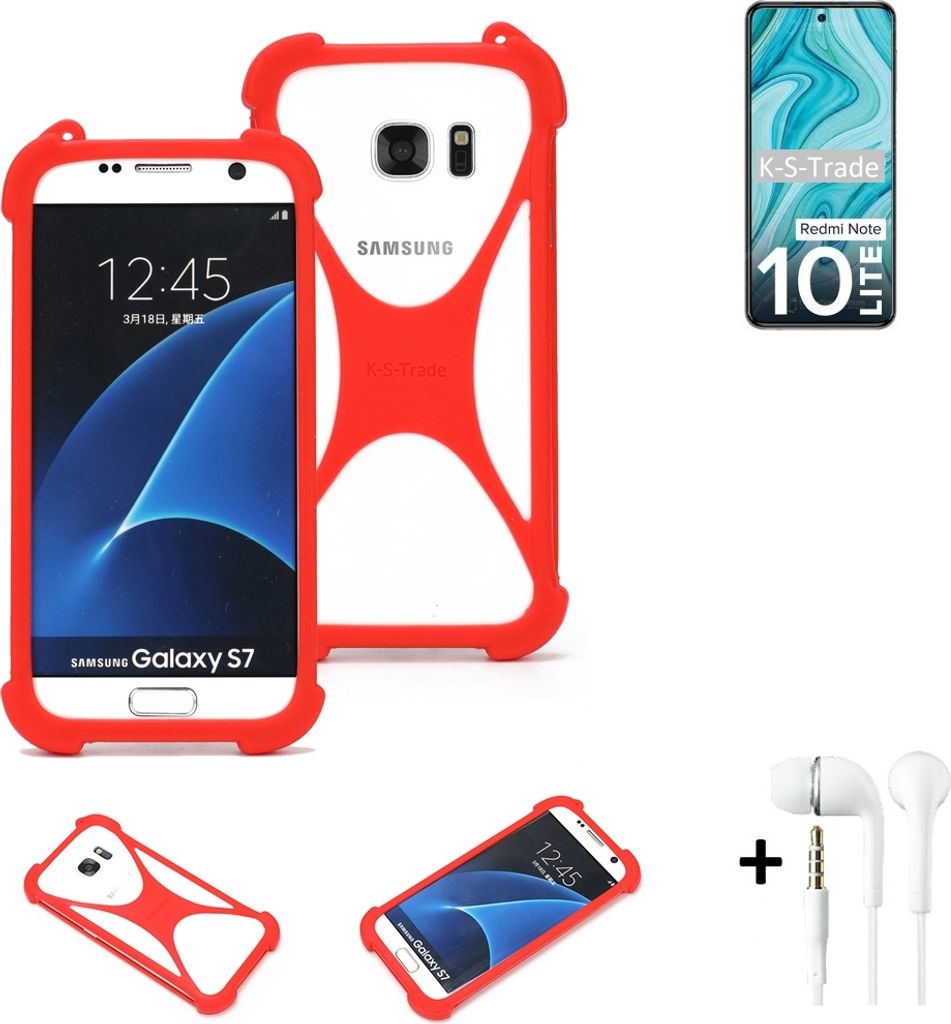 Handy-hülle + Kopfhörer kompatibel mit Xiaomi Redmi Note 10 Lite Schutz-hülle Bumper Silikon Schutz Hülle Cover Case Silikoncase Silikonbumper TPU
