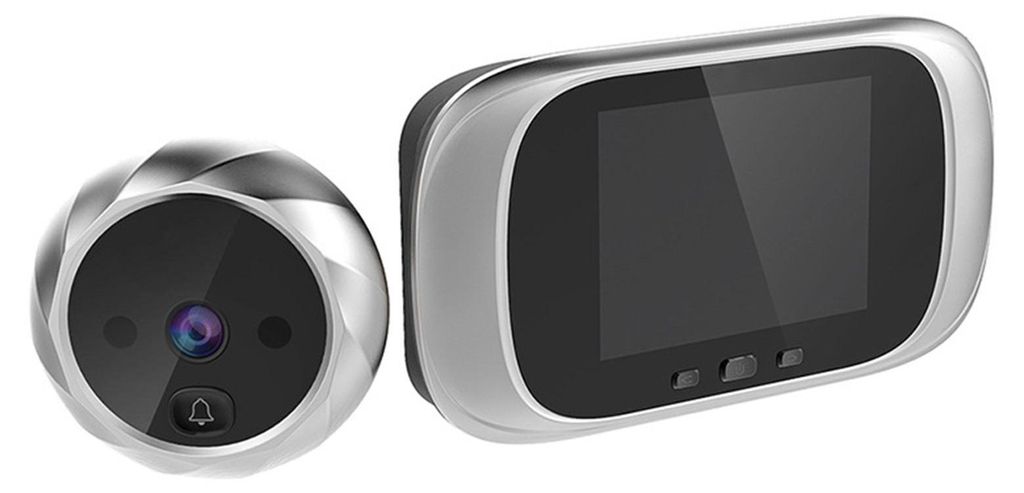 Zimilo Digitaler Türspion mit Kamera & Klingel, LCD Display, Foto Speicher, IR Nachtsicht, Weitwinkel, 180 Tage Standby, für Wohnungstüren, Silber