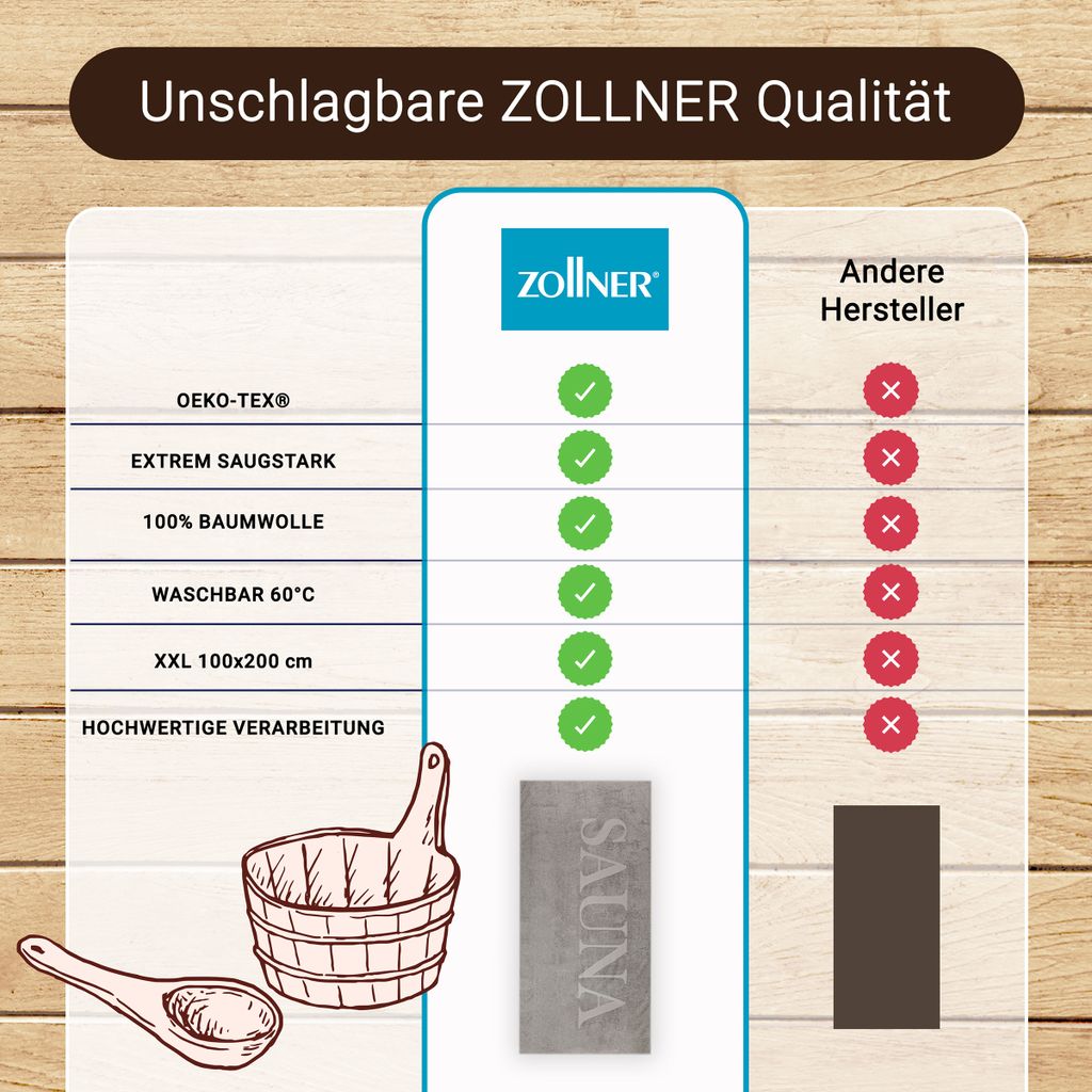 Saunatuch 80x200 cm saugstark 100% Baumwolle grau Produktbild 6
