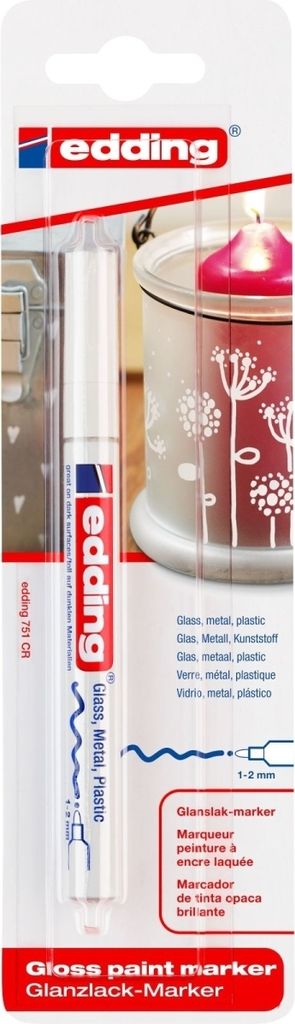 Edding - Ölbasierter Paintmarker 751 1-2 mm weiß, Blisterpackung mit 1 Stück | 10 Stück