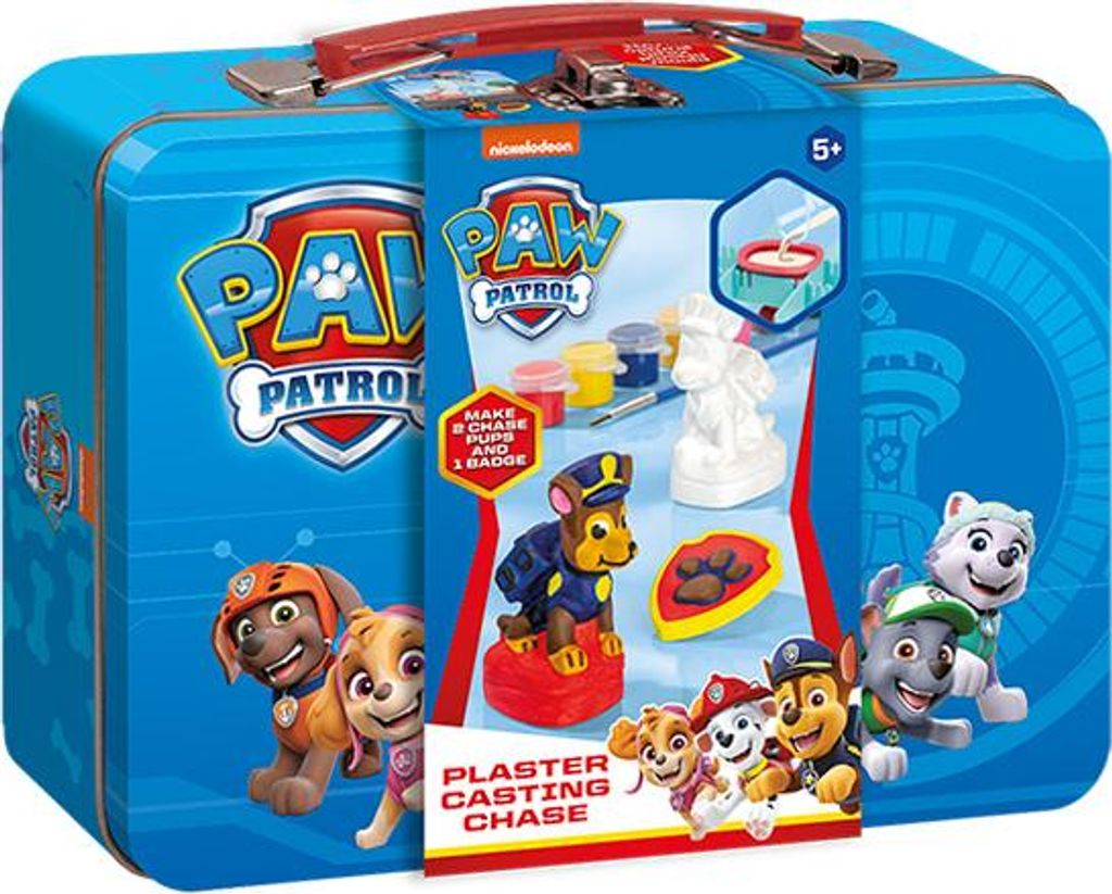 Totum PAW Patrol Gipsfiguren Bastelset im Metallkoffer Chase Figur