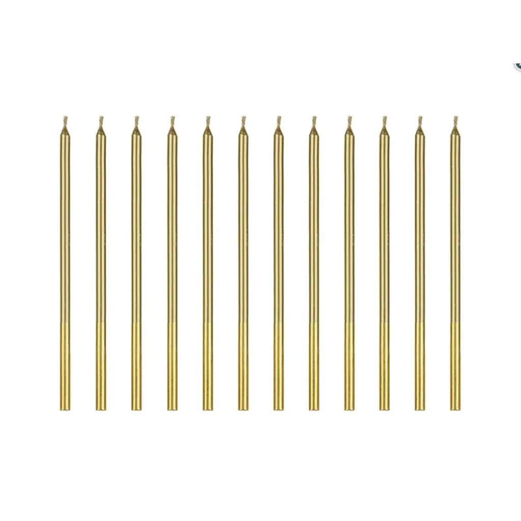 Narodeninové sviečky hladké, zlaté 14cm, 12ks Party Deco Obrázok produktu 