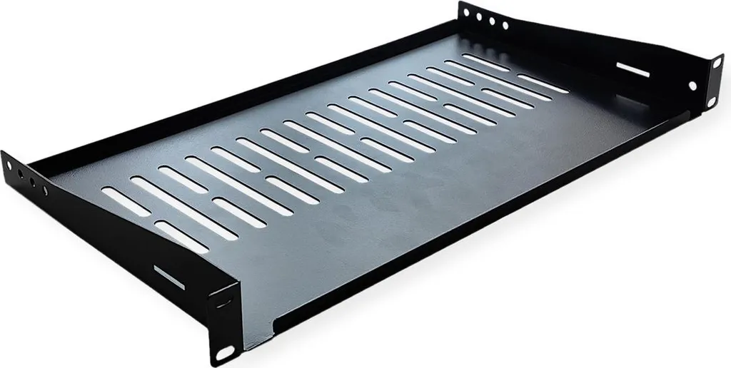 Etagère rack 19 pouces fixe 1U pour ranger boîtiers noirs