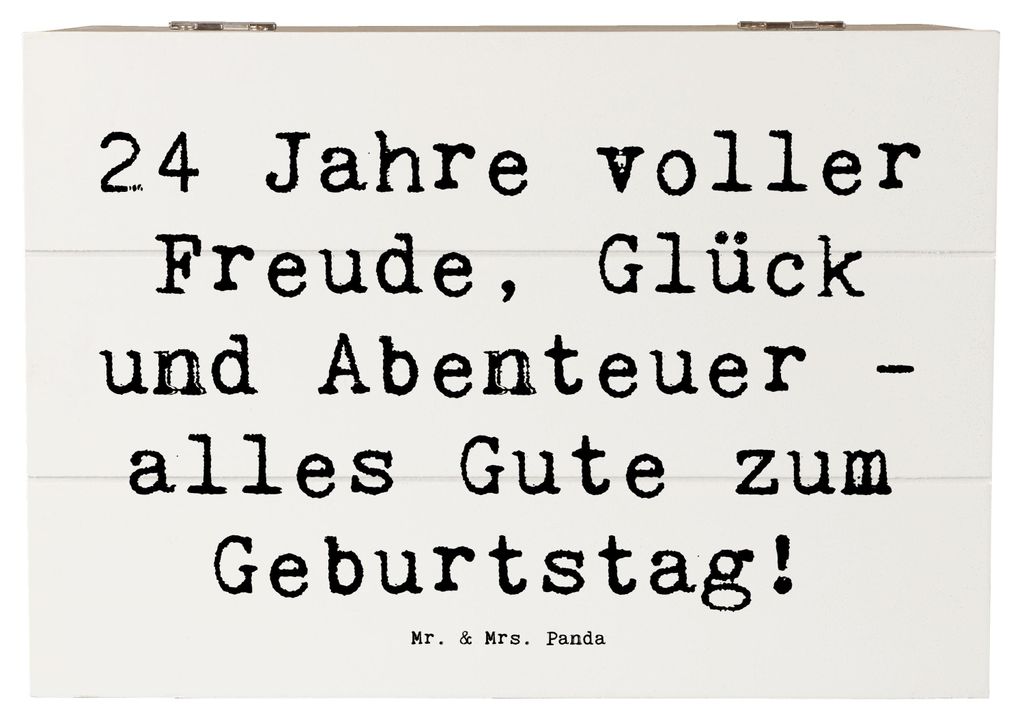 Mr. & Mrs. Panda Truhe Spruch 24. Geburtstag 22 x 15 cm - Weiß - Geschenk, schatztruhe, fotobox, Freude, feiern, Schatzkiste, Alter, Geburtstagsfe...