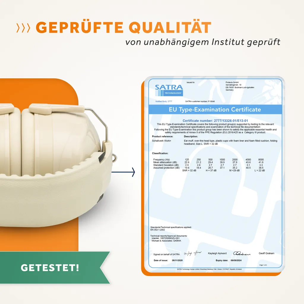 Protection auditive haute performance SCHALLWERK Work+ Beige Confort - 2