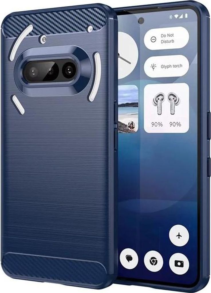 Hülle für Nothing Phone (3a) - Phonesta Carbon Silikon Back Cover - Blau