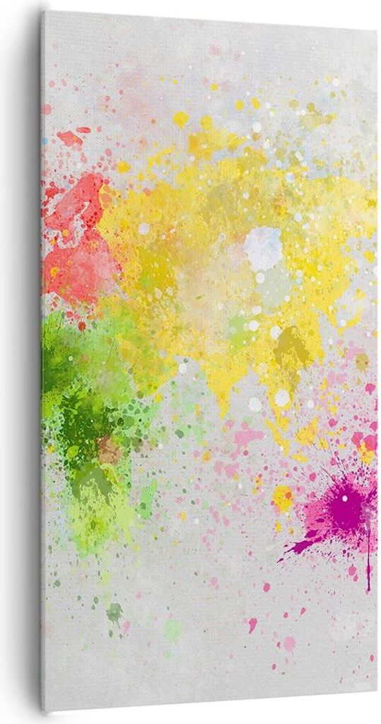 Bild auf Leinwand - Leinwandbild - Karte Welt modern - 65x120cm - Wand Bild - Wanddeko - Wandbilder - Leinwanddruck - Bilder - Kunstdruck - Wanddek...