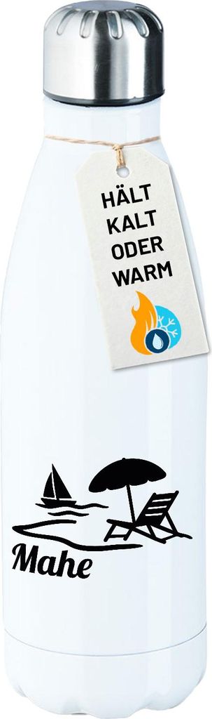 Huuraa Trinkflasche Mahe Inselmotiv Seychellen 500ml White Edelstahl Wasserflasche Trinkflasche Geschenkidee