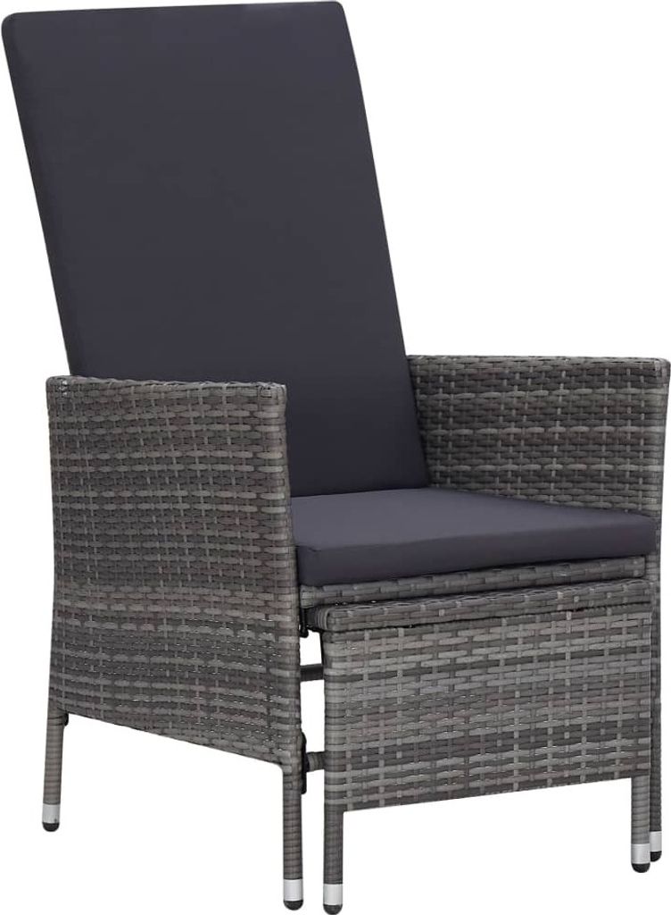 "2026 Promotion" Garten-Liegestuhl mit Auflagen Poly Rattan Grau - Gartenstühle CC4699