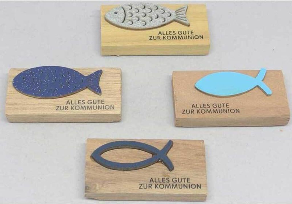 Deko Holzfisch Kommunion sortiert