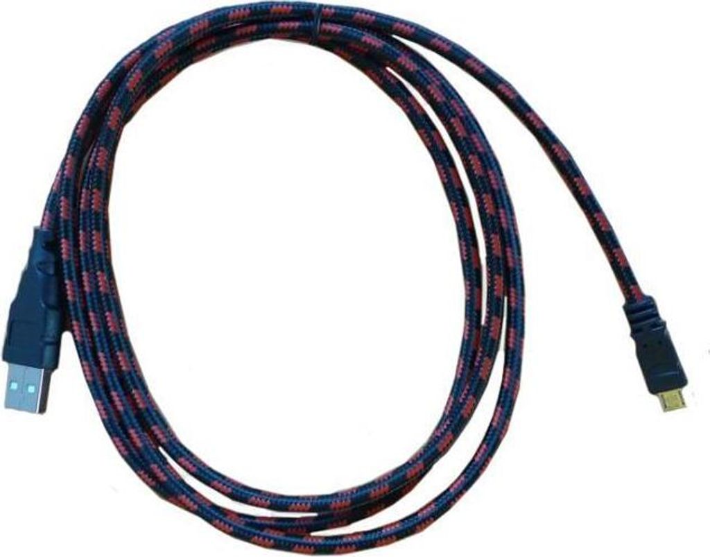 USB zu microUSB Kabel 1,5m, geflochten, rot-schwarz