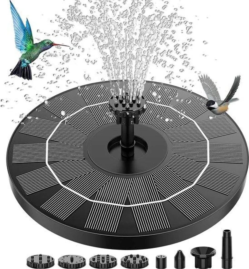 Fontaine Solaire 35W avec 6 Effets d'Eau pour Grand Bassin de Jardin