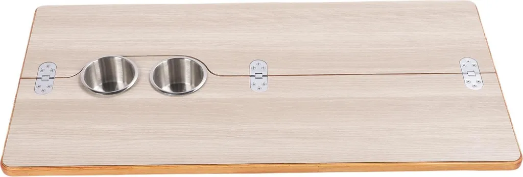 Plateau de Table Pliable 80x40 cm Bois Massif et Double Porte-Verre