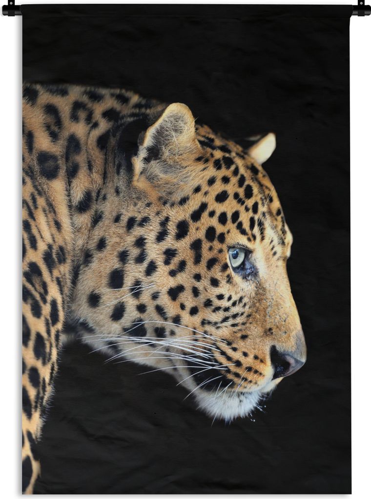 MuchoWow Wandteppich Wandbehang Leopard - Schwarz - Pelz 120x180 cm Tapisserie Dekoration Wandtuch - Schlafzimmer - Dekorationen für das Haus