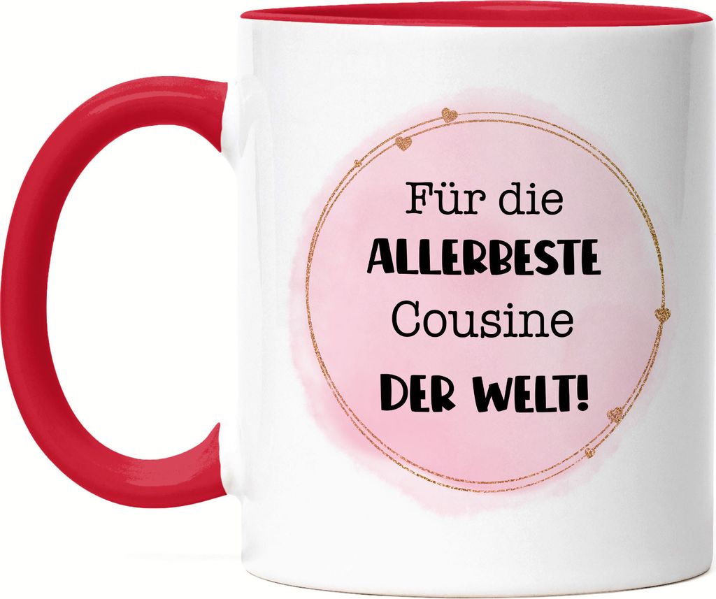 Für die allerbeste Cousine der Welt Tasse Rot Geschenkidee Geburtstag Weihnachten