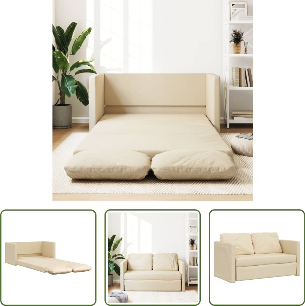 The Living Store Bodensofa mit Schlaffunktion Creme Produktbild 