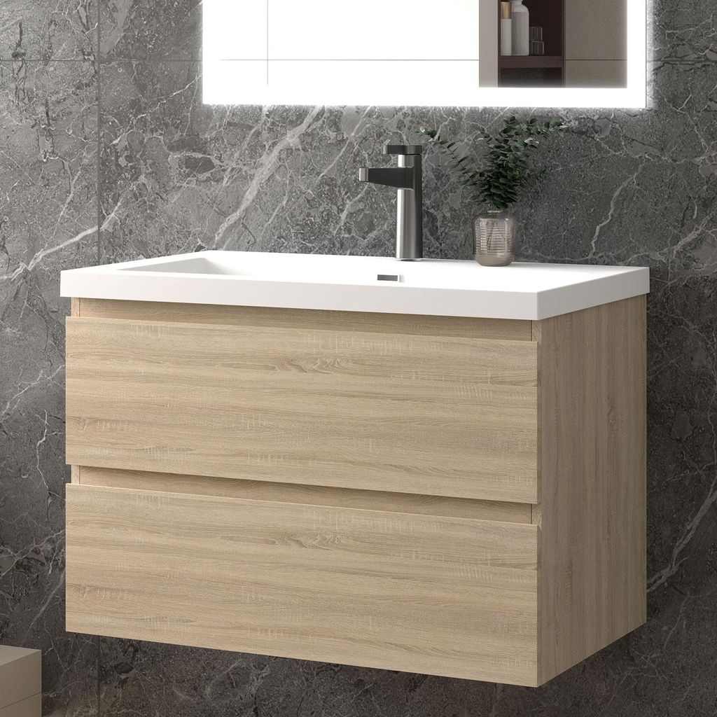 80 cm Badmöbel-Set Unterschrank mit Rechteckiges Produktbild 