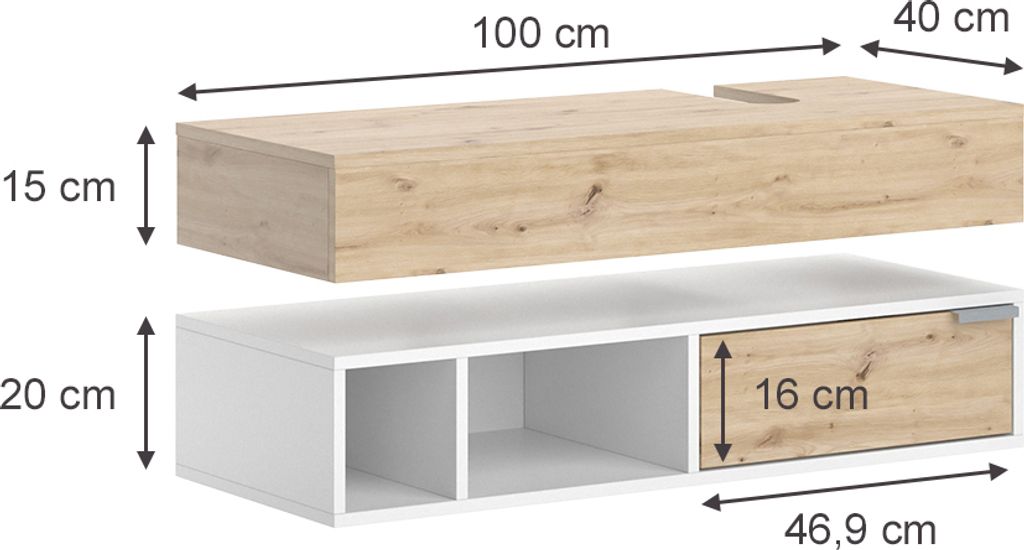 Vicco Dolní skříňka pod dřez Henri, 100 x 15 cm se Obrázek produktu 3