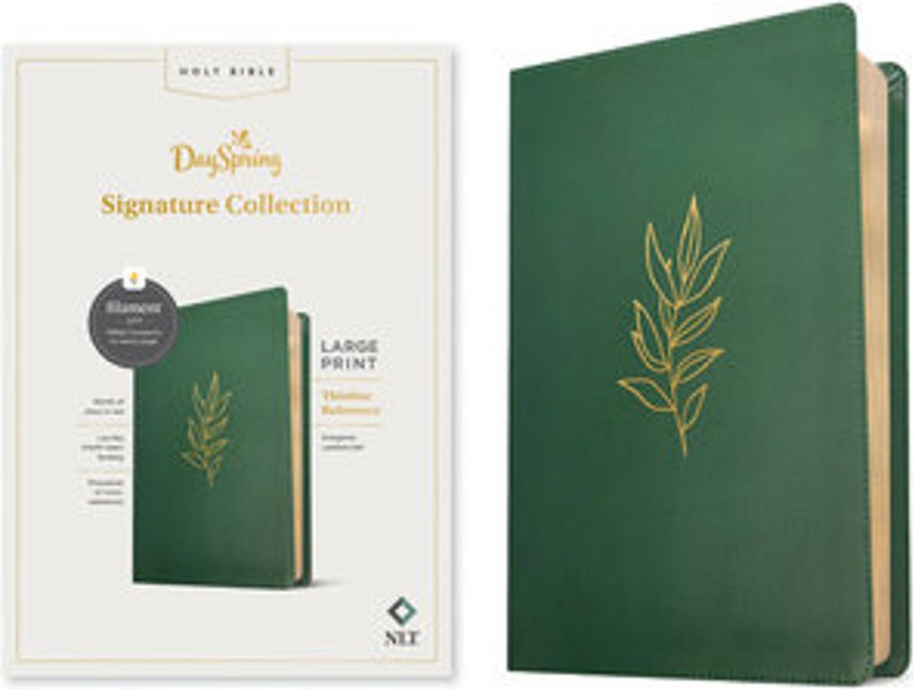 NLT Large Print Thinline Reference Bible, Dayspring Signature Collection, Filament Enabled (Leatherlike, Evergreen, Red Letter)