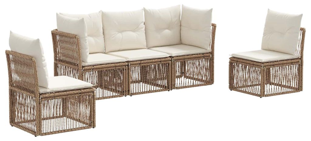 vidaXL Gartensofa-set 5 pcs Beige Poly-Rattan
