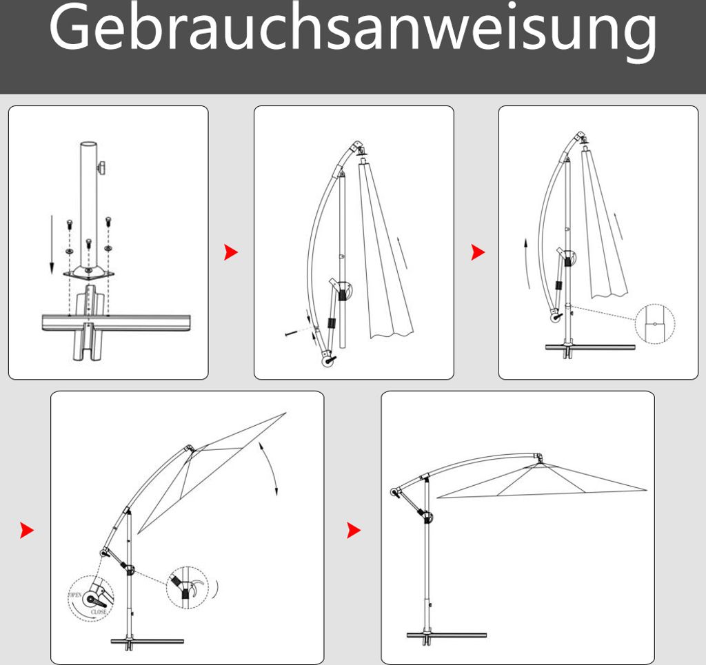 LZQ ALU Sonnenschirm Gartenschirm Ø350cm Terrassenschirm Produktbild 14