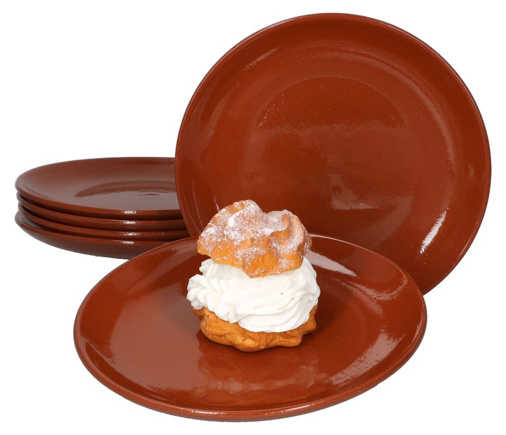 6er Set Ton-Kuchenteller Ø 23 cm Mediterran 6 Personen Mittelalter Dessert-Salat