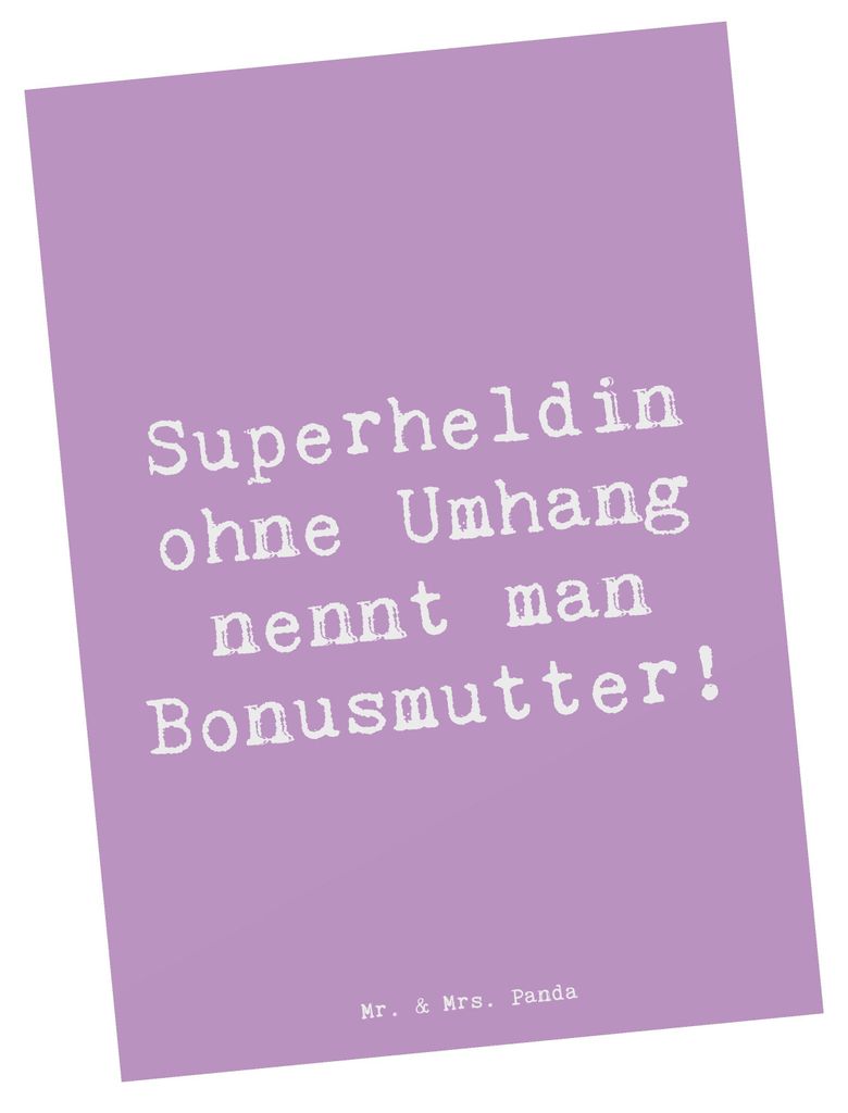 Mr. & Mrs. Panda Postkarte Spruch Bonusmutter Superheld - Produktbild 