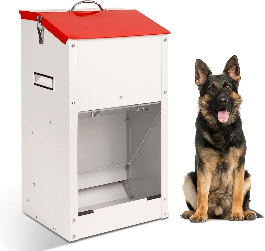 Automatischer Outdoor-Hundefutterautomat – 25 Pfund Fassungsvermögen, großer Reisefutterautomat mit Schwerkraftfunktion