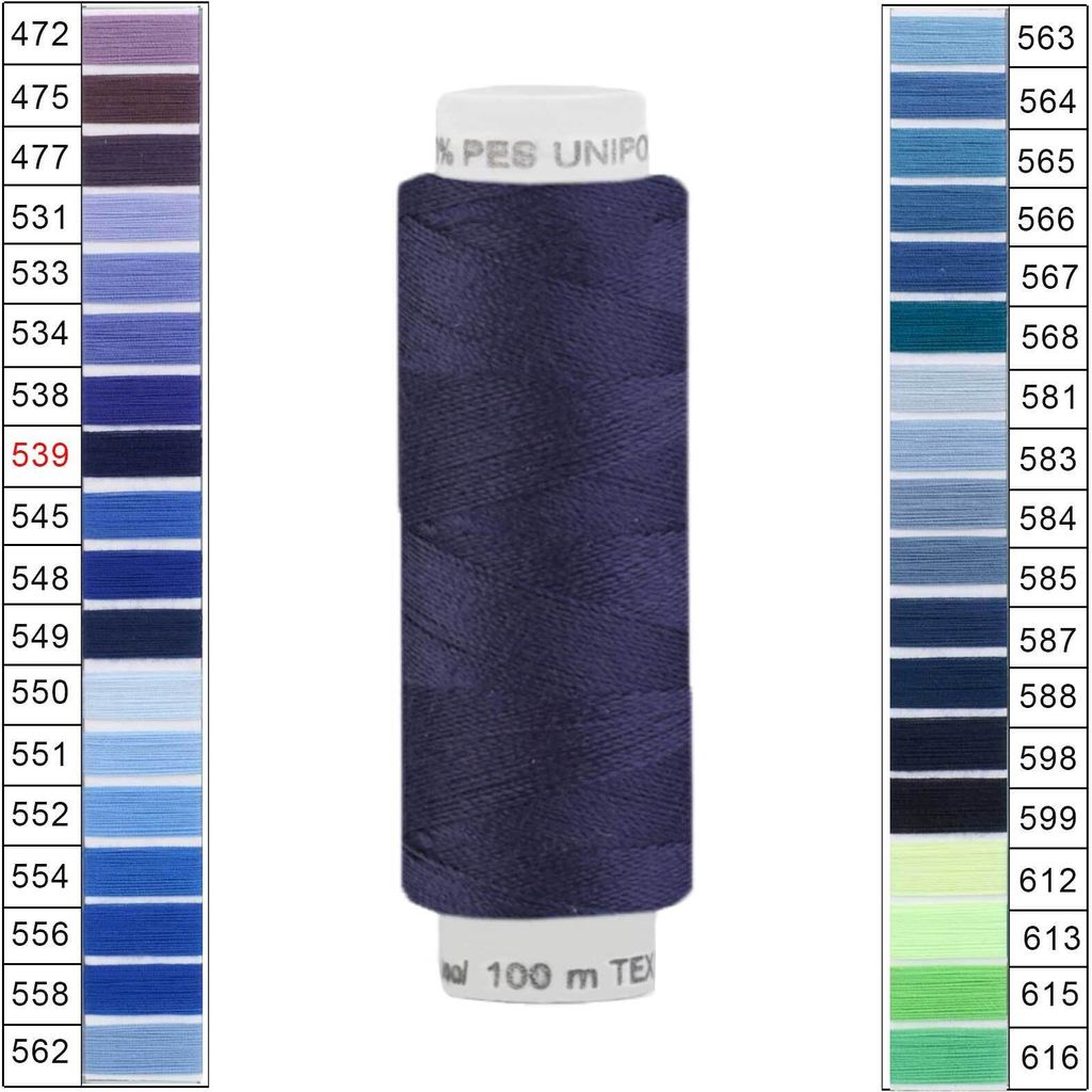 Nähgarn 100m Unipoly 120 Tex14x2 Polyester Nähfaden Nähmaschinengarn Farben 3v6 , Farbe:539