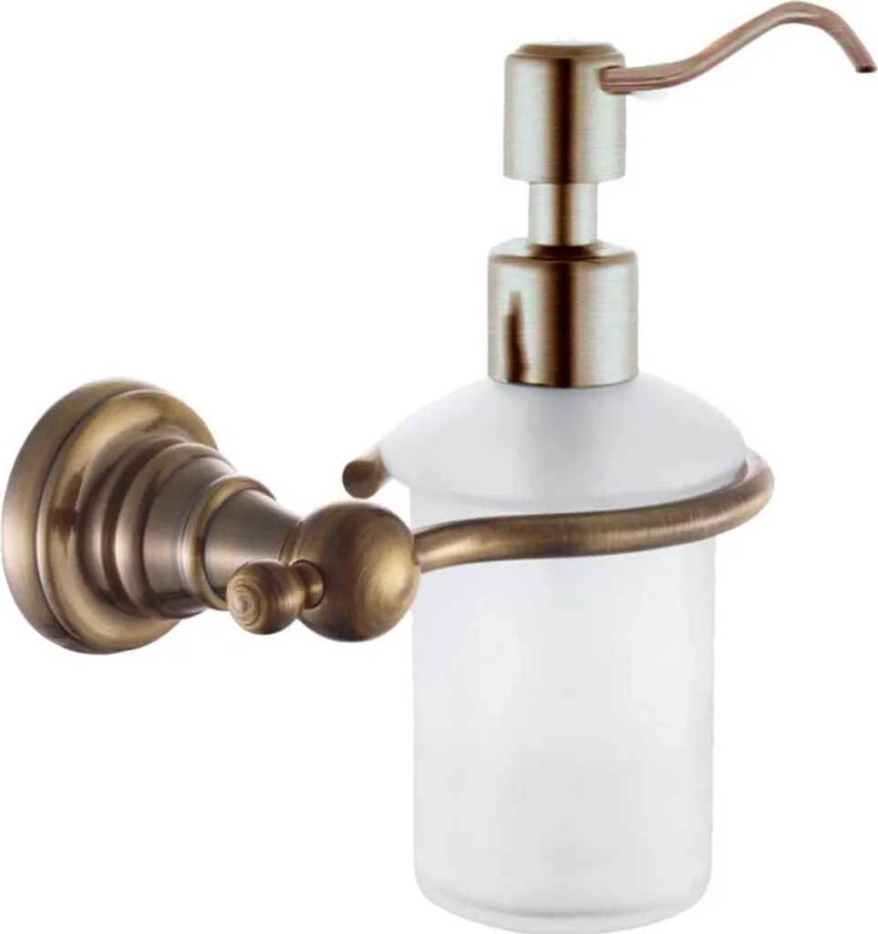 Distributeur de savon design Diamond en verre givré et pommeau bronze