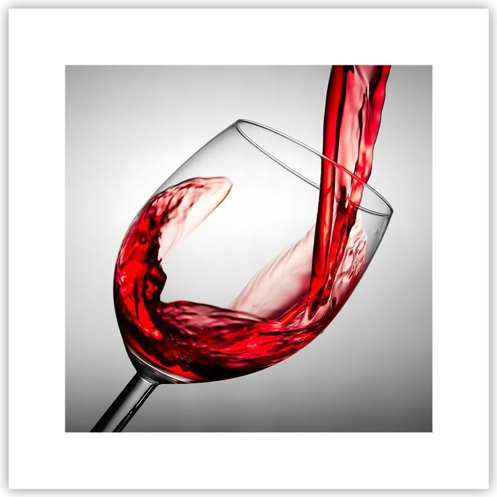 Poster - Poster ohne Rahmen - Trinken glas wein - 30x30 cm - Wand Bild - Wanddeko - Wandbilder - Kunstposter - Wandposter - Bilder - Kunstdruck - W...