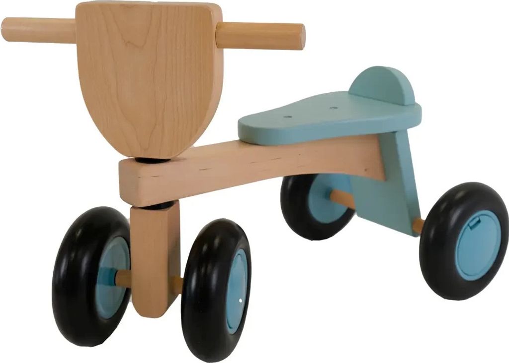 Bandits & Angels Vintage Rider Laufrad aus blauem Naturholz ab 1 Jahr - Für Jungen und Mädchen - Blaues Holz-Laufrad - Vierrädrig - Geräuscharm...