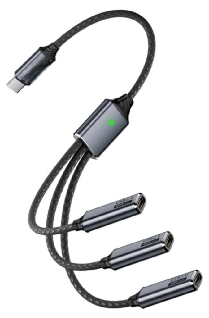 INF Type-C 3-in-1 adapterkabel – aluminium gevlochte USB-C Productafbeelding 