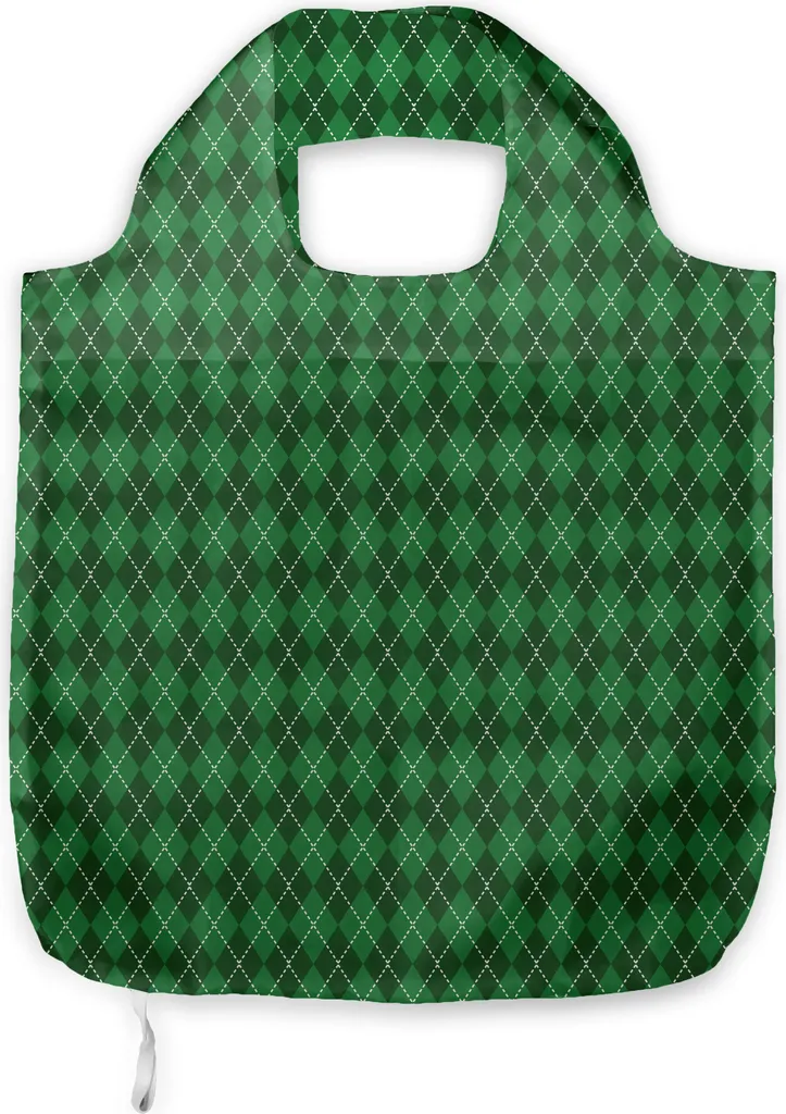 Tote Bag Tartan Argyle ABAKUHAUS - Borsa Stoffa Vintage Verde