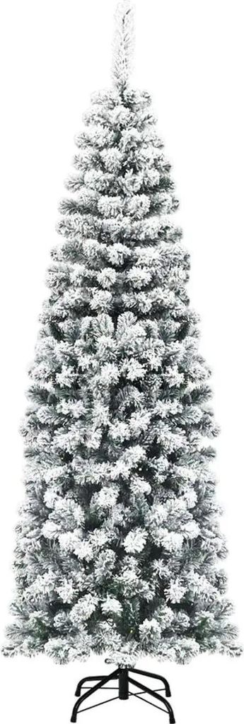 Künstlicher Weihnachtsbaum - Schlankes (Pencil) - 180 cm - Schneeoptik - PVC-Nadeln - Metallständer - Ohne Beleuchtung - Weiß