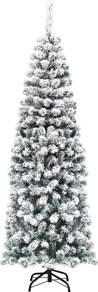 Sapin artificiel Pencil 180 cm blanc effet neigeux avec support en métal