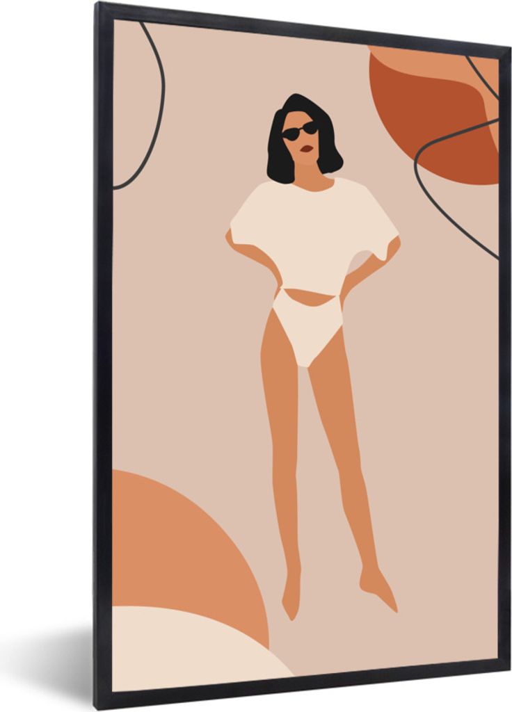 MuchoWow Gerahmtes Poster Sommer - Frau - Pastell 20x30 cm - Poster mit Schwarzem Bilderrahmen Wandposter Rahmen Foto Bilder - Drucken - Bilder P...