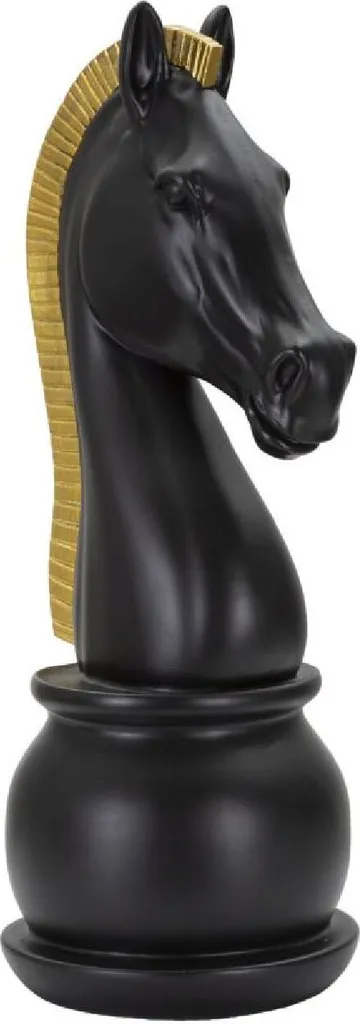 Objet Déco Échecs Cavalier 50 cm Noir Or pour Salon et Bureau Chic - 2