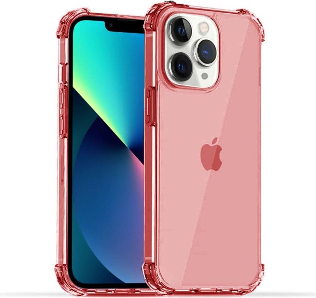 Smartphonica iPhone 11 Pro Max transparente stoßfeste Silikonhülle mit Bumper - Rot