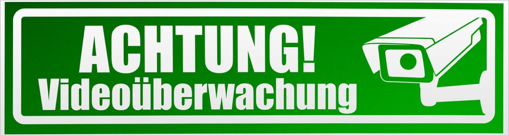 Kiwistar Achtung Videoüberwachung invertiert Magnetschild Schild magnetisch - 45cm Grün - reflektierend - Magnetfolie für Auto PKW Kfz