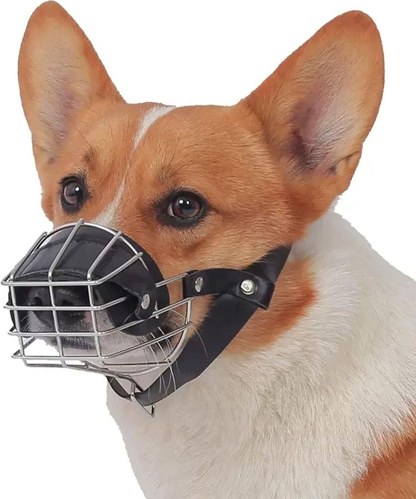 Metall Maulkorb für Labrador, Schäferhund, Corgi & mittelgroße Hunde, Sicher & Atmungsaktiv