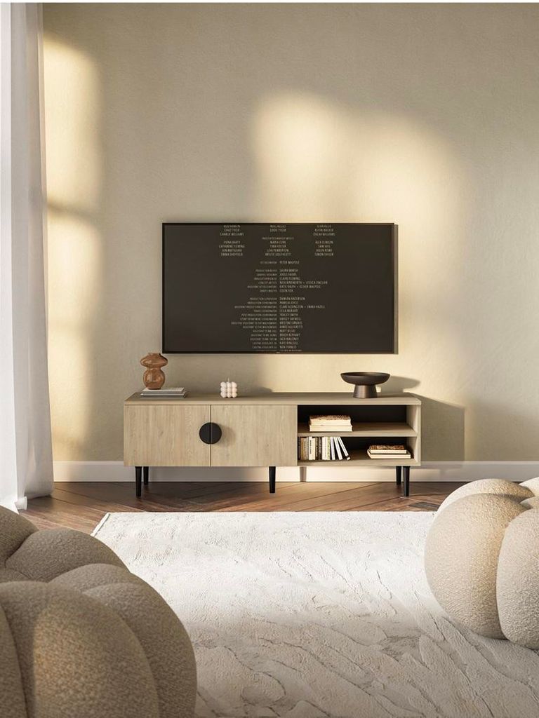 TV-Schrank OZANA - 137 cm, RTV Schrank, Fernsehschran, Medienmöbel (Eiche Cremona)