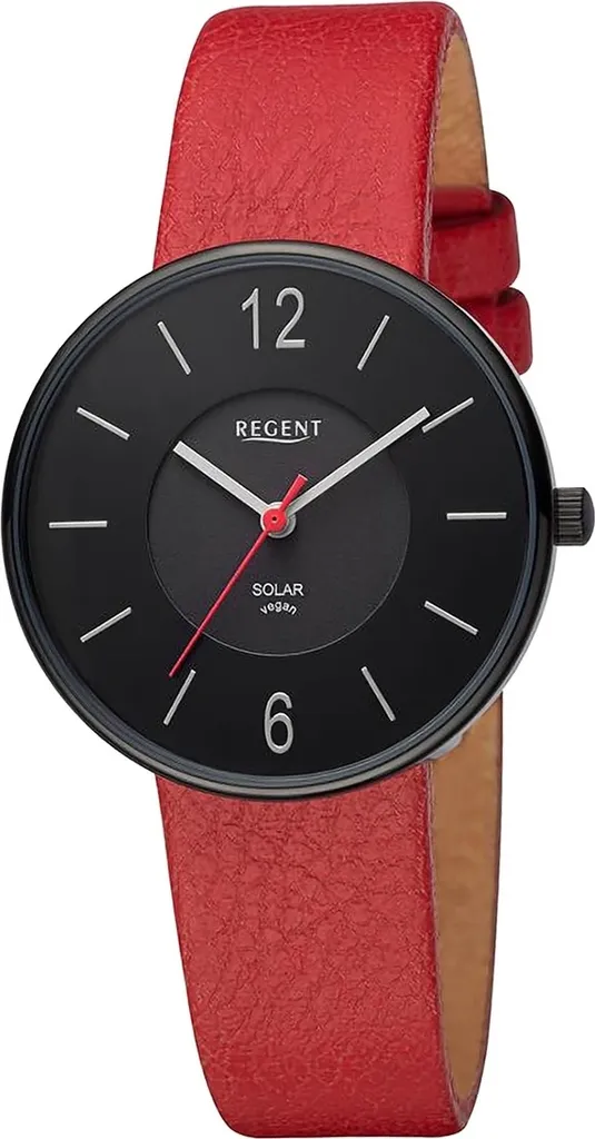 Montre femme Regent quartz rouge avec bracelet cuir pour le quotidien